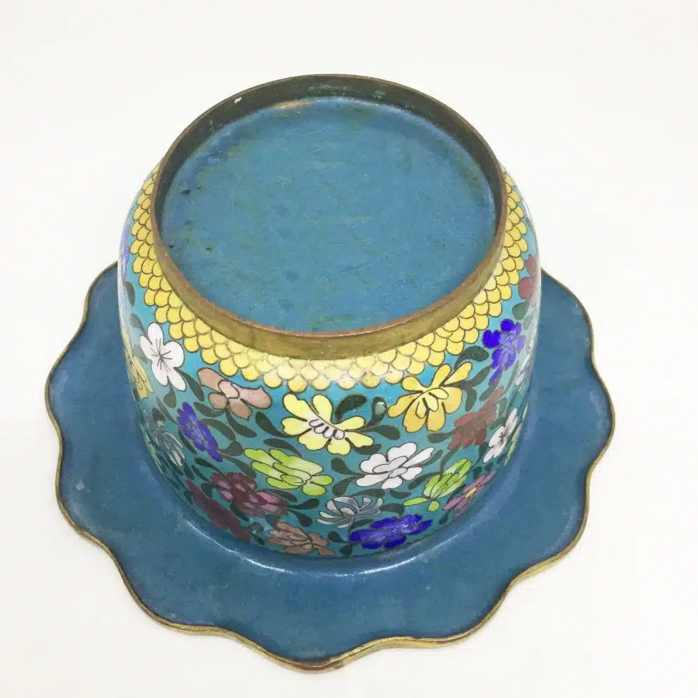 Par de Centro de Mesa en Bronce y Esmalte Cloisone - Imagen 4