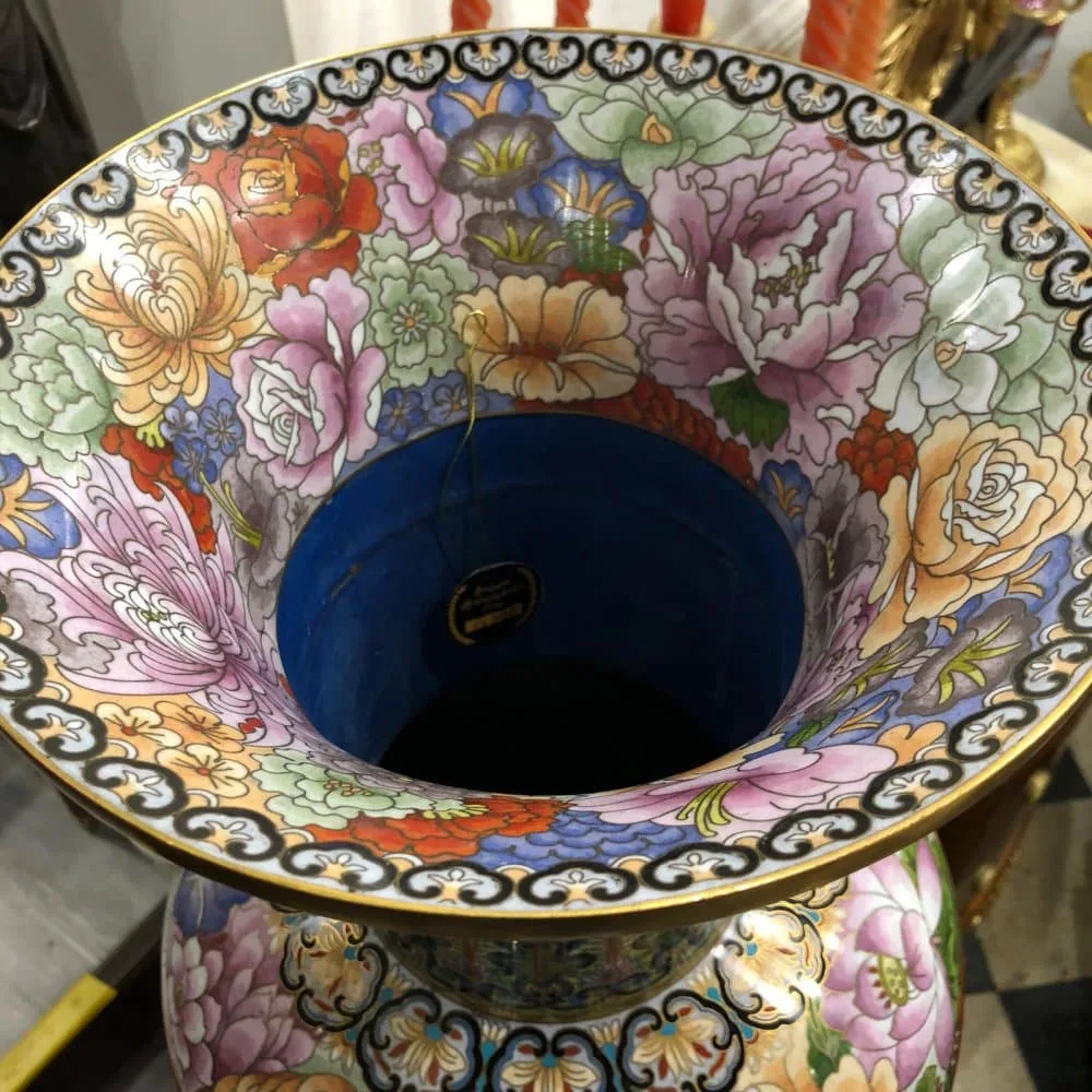 Jarrón Florero en Bronce y esmalte Cloisonne 1910 - Imagen 6