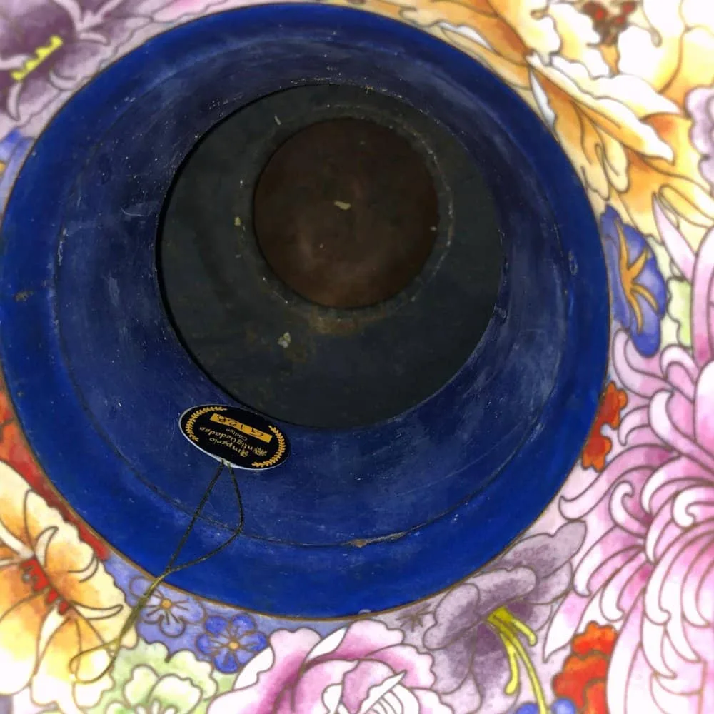 Jarrón Florero en Bronce y esmalte Cloisonne 1910 - Imagen 4