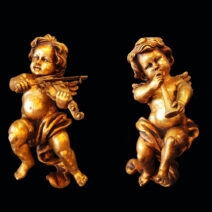 Par de Angeles Musicos Custodias 1920 Ojos de Sulfuro