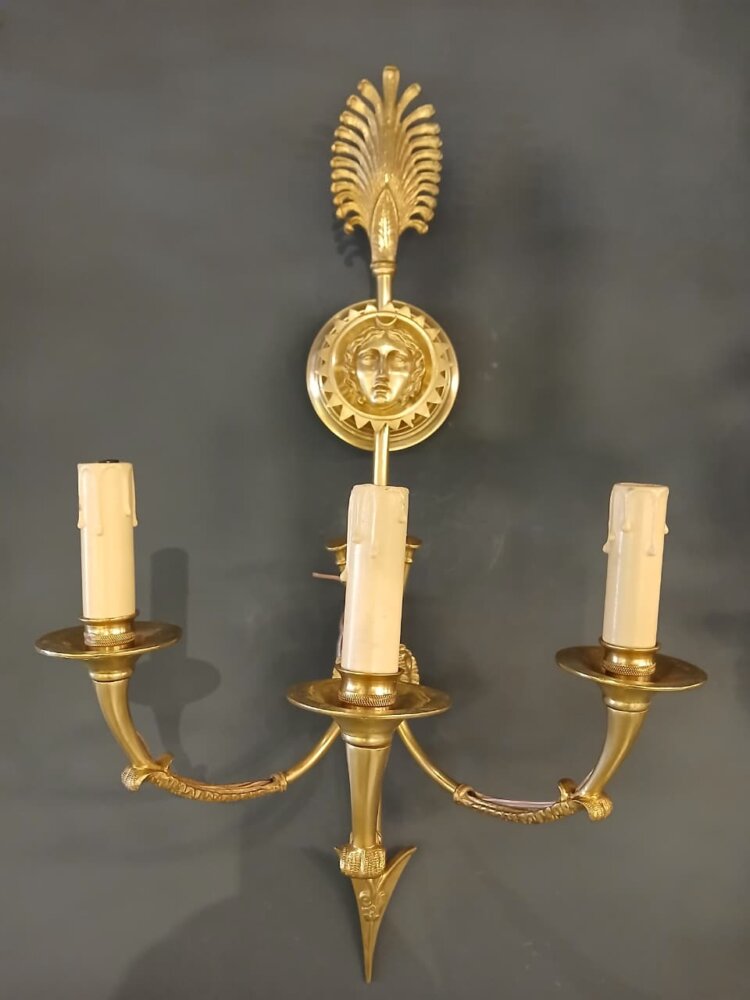 Par de Apliques Imperio Jansen Paris 1940 3 Luces - Imagen 7