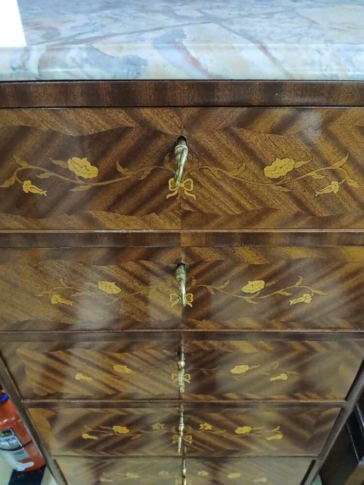 Chiffonier Luis XV Mármol Violeta 1930 - Imagen 5