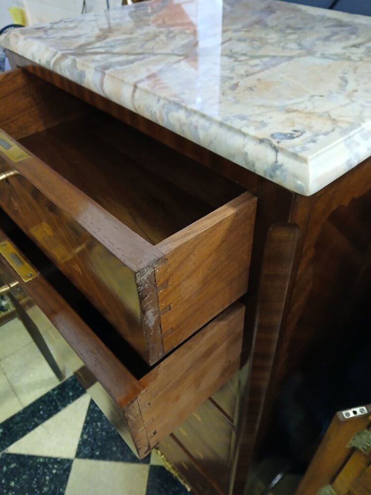 Chiffonier Luis XV Mármol Violeta 1930 - Imagen 2