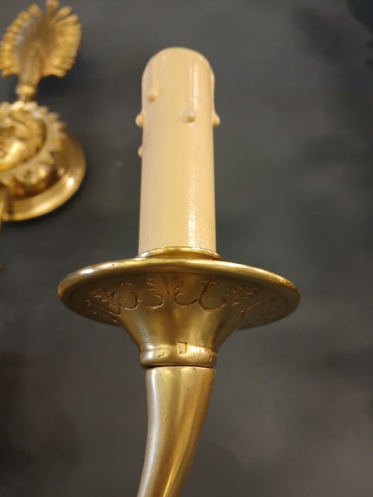 Par de Apliques Imperio Jansen Paris 1940 3 Luces - Imagen 4