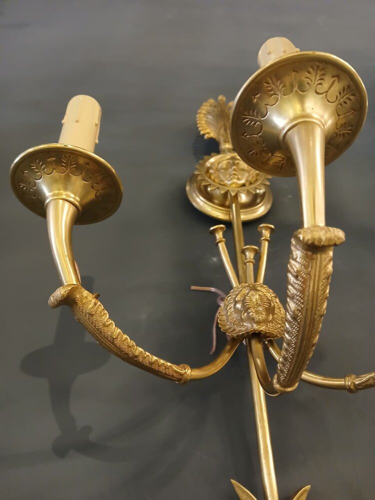 Par de Apliques Imperio Jansen Paris 1940 3 Luces - Imagen 2
