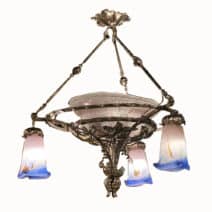 Araña Art Nouveau 1920 3 Tulipas Müller